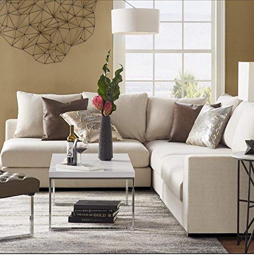 Image of Homax. SF126 Solid Sal Wood Fabric Upholstered Sofa Set 5 Seater Interchangeable Modular, Sectional, Corner L Shaped Sofa Set for Living Room Furniture, Off White Color