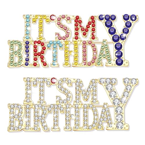 Broche anniversaire femme en métal strass et couronne de reine pour fête et mariage