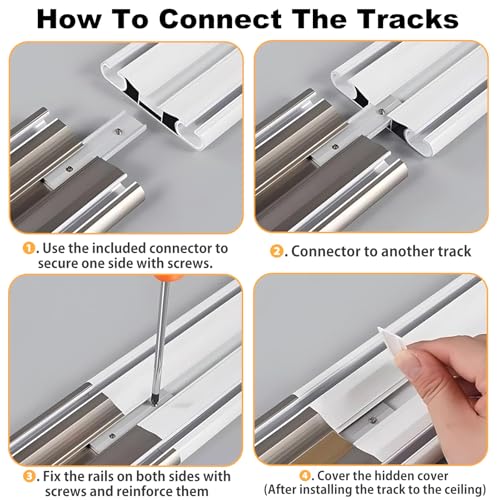 Image of Double Curtain Track Ceiling Mount, Silent Aluminum Track Curtain Rail, Heavy-Duty Double Row Ceiling Curtain Tracks Rod Sliding Rails for Curtains, Room Divider for Living Room Bedroom (15ft)