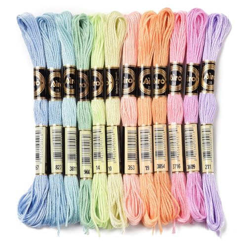Image of FASHEWELRY 105 Yards Crewel Cross Stitch Floss 1mm Polyester Embroidery Floss Thread Embroidery Thread Bulk for Jewelry Making Bracelet Knitting Stitch Supply (Spring Color)