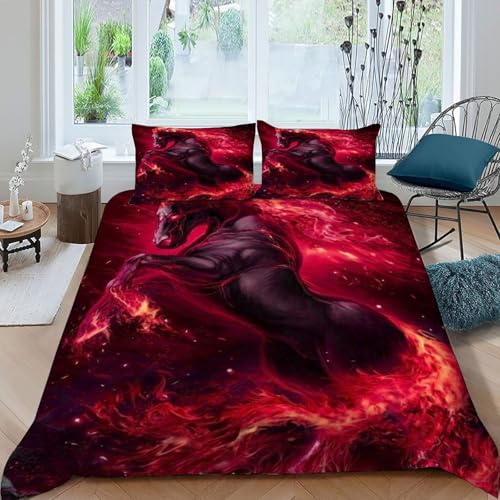 Housse de couette cheval de feu 3 pièces microfibre contre la transpiration - 3