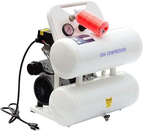 Compresor de aire portátil, compresor de aire eléctrico ultra silencioso sin aceite, 115 PSI máximo con 5 CFM, recuperación rápida, tanque de 5