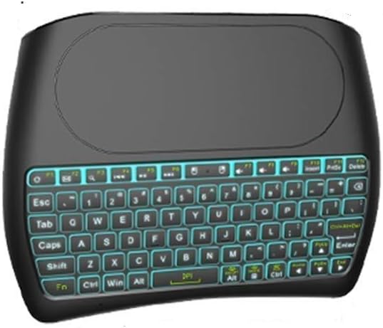 LipiWorld® Mini Wireless Keyboard with Touchpad Mouse, 2.4Ghz Backlit Handle Rechargeable Keyboard Remote for Smart TV, Android Box, Raspberry Pi, Windows PC, PS3, PS4