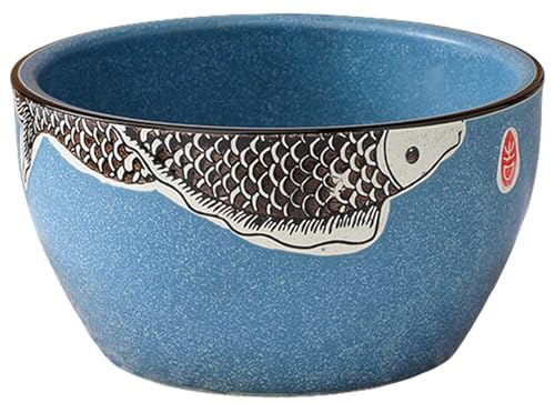 Zdaqian 深皿 おしゃれ 皿 プレート パスタ皿 青 魚の模様 可愛い 業務用 和風 深め セラミックス 大きいサイズ 丼 藍 食器 おかず皿 スタイリッシュ 耐熱性 洗浄容易 (A,12インチ)