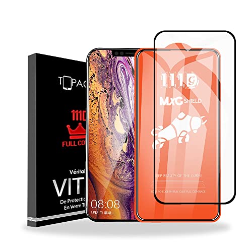 [ Apple iPhone 13 Mini ] Verre Trempé 111D - Résistance 10H / Full Cover 2022 Bords 2.5D [ Hydrophobe/Ultra Résistant/Sensibilité tactile 100% / Anti-Rayures/Anti Gras ] [ Qualité AAA+ ] [topAccs] Cover