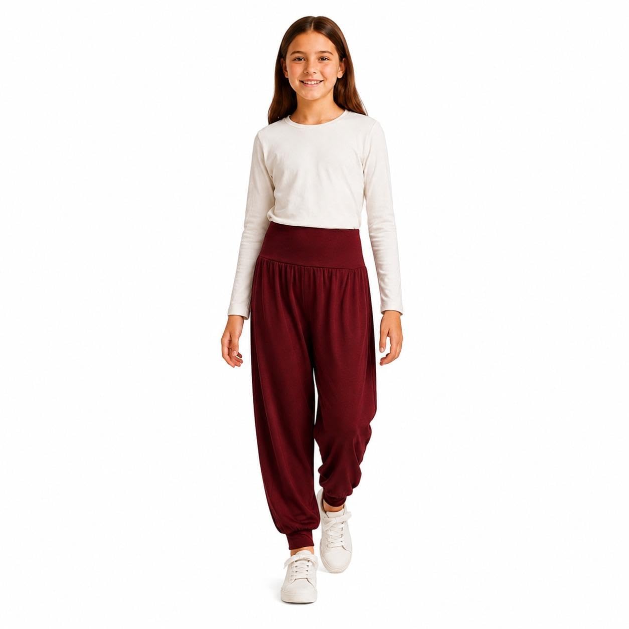 A2Z 4 Kids Girls Ali Baba Harem Trousers Plain Fashion Pants Wine