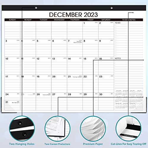Desk Calendar 2023-2024 - Large Desk Calendar 2023-2024, Jul. 2023 - Dec. 2024, 22" X 17", Large Ruled Blocks, Tear Off Design, 2 Corner Protectors & 2 Hanging Hooks #TOP3