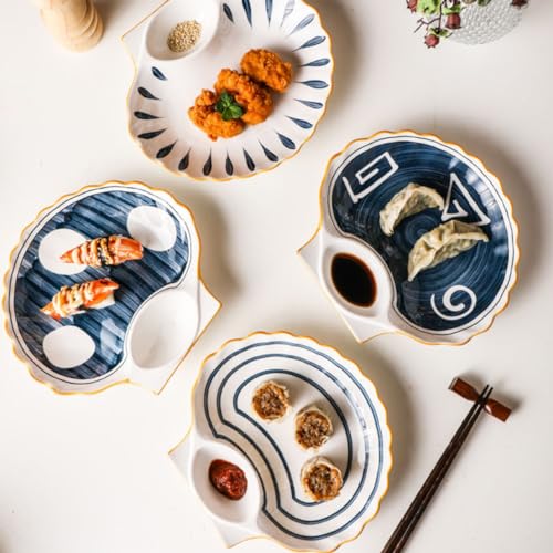 Plato cerámico con forma de concha para sushi y dumplings miniatura 6