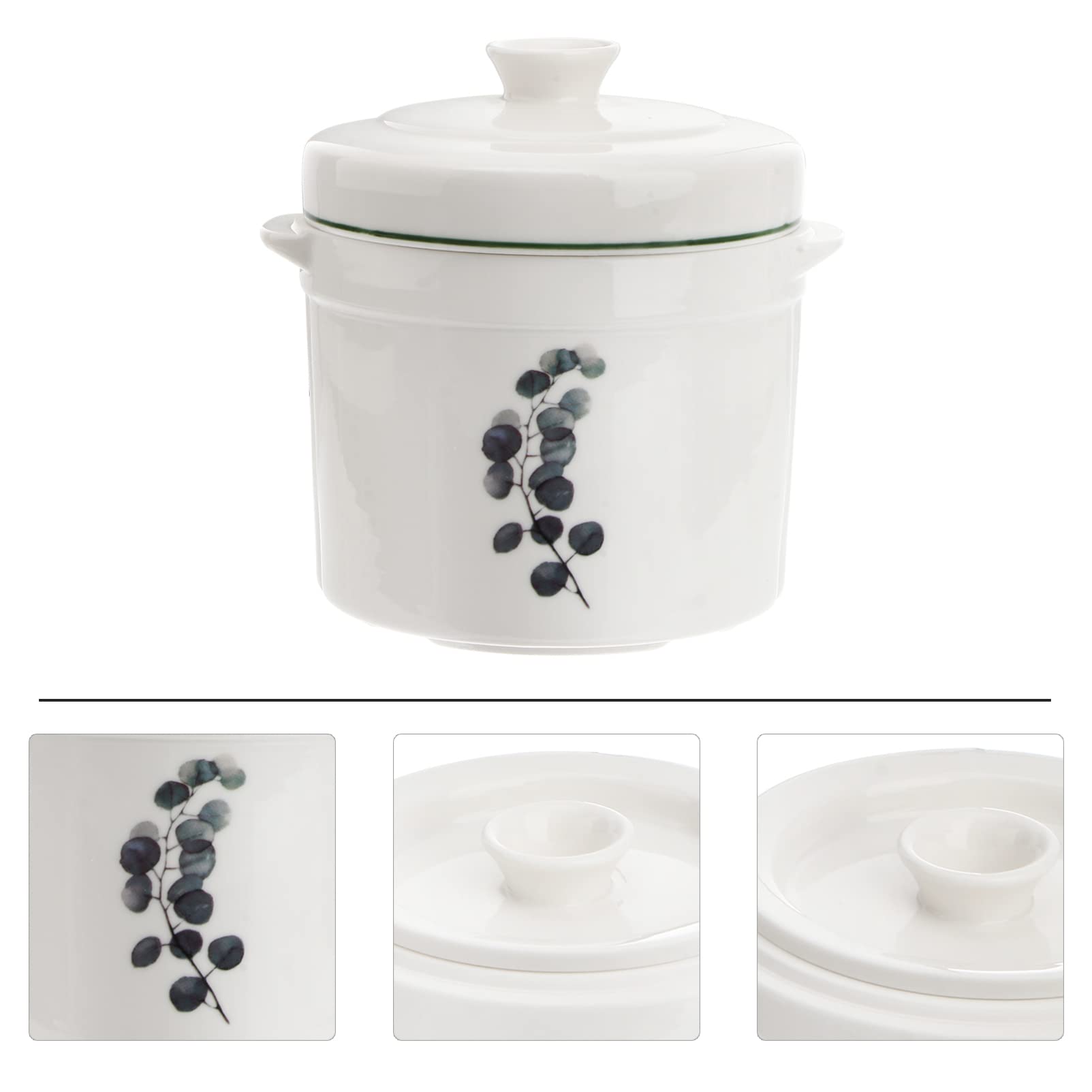 Zerodeko Ensemble d'ustensiles de cuisine en céramique avec couvercle, petit bol à soupe à vapeur, tasse à vapeur pour la maison, la cuisine, la crème aux œufs, bol à apéritif (13,50 x 13 x 13 cm)