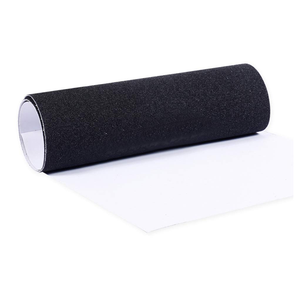 Cinta de Agarre PVC Patinetas Profesional Antideslizamiento Eléctrico Scooter No Burbujas Perforado Cubierta Hoja Partes Ugh Papel Lija Adhesivo (Negro) - Negro