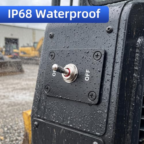 Image of RVBOATPAT Waterproof Toggle Switch 12V DC 30A Heavy Duty Pre-Wired SPST ON Off Toggle Switch with Mounting Panel for Car Marine Boat Automotive
