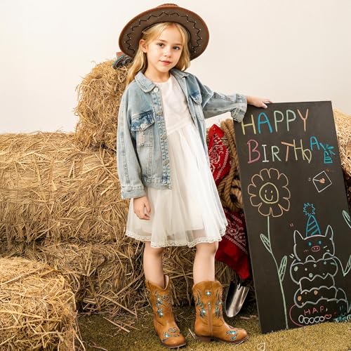 Girls Cowgirl Boot Glitter Kids Cowboy Boots Western BoysCowboy Mid Calf Square Toe Toddler Little Kid/Big Kid Party Birthday Riding Shoes3