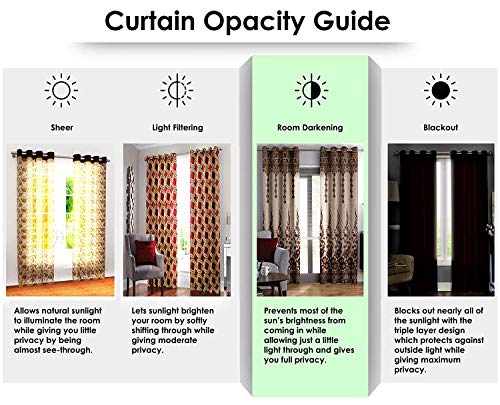 Image of Cortina Durable & Stylish Premium Leaf Print 100% Polyester Curtains - with Metal Grommets - Easy Fit Over Window - Bedroom Living Room Kids Room Hall Kitchen - 7 Feet Set of 1 - Purple 4