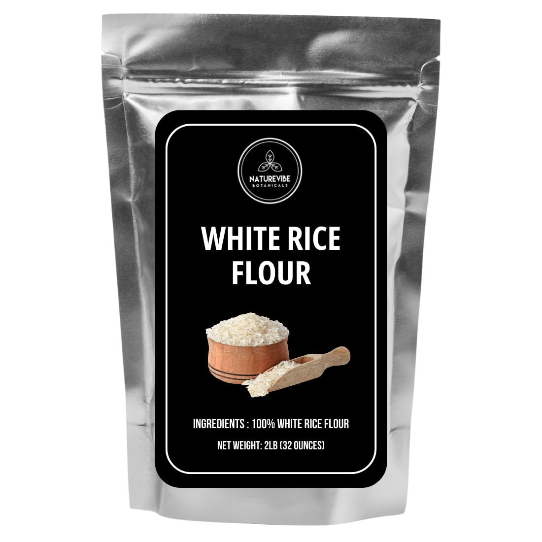 Naturevibe Botanicals White Rice Flour 2lb Premium Quality | Used for Baking and as Thickener