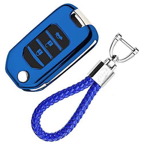 KASER Funda Carcasa Llave Coche Silicona TPU Compatible para Honda CR-V Jazz Civic HR-V Cover Llaveros Cover Protección Mando a Distancia (Azul)