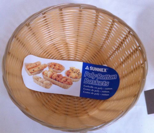 6 x SUNNEX POLY-RATTAN ROUND BASKET C03002 (CPS) 20x 7 (H) cm BUFFET DISPLAY BREAD ROLL,CROISSANT PRESENTING FOOD BASKETS
