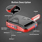 FLYLINKTECH Portable Car Jump Starter with 100W AC Outlet - 24000mAh 12V 2500A UltraSafe Battery Booster Pack, Durable Jumper Cables, 4 Models Light and Magnetic Adsorption (All Gas or 8.0L Diesel) - 5