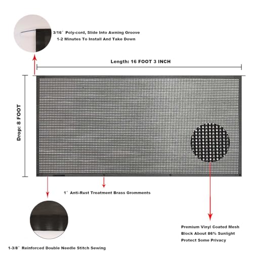 Image of RV Awning Mesh Sun Shade Screen for Motorhome Camper Trailer Sunshade