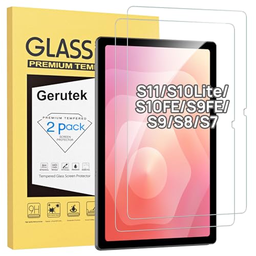 Gerutek 2 Stück Schutzfolie für Samsung Galaxy Tab S11/S10 Lite/S10 FE/S9 FE/Tab S9/ S8/ S7 10.9 Zoll /11 Zoll 2025/2023/2022/2020, 9H Härte Anti-Kratze Schutzglas, HD-Klar Anti-Bläschen Displayfolie