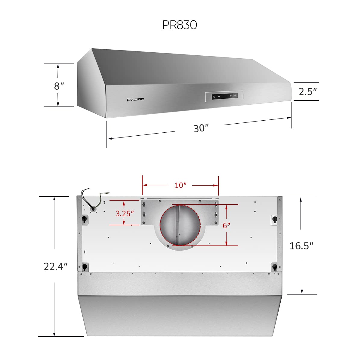 Buy PACIFIC 30” Under Eco Pro Range Hood, PR830BS, 3 ducting