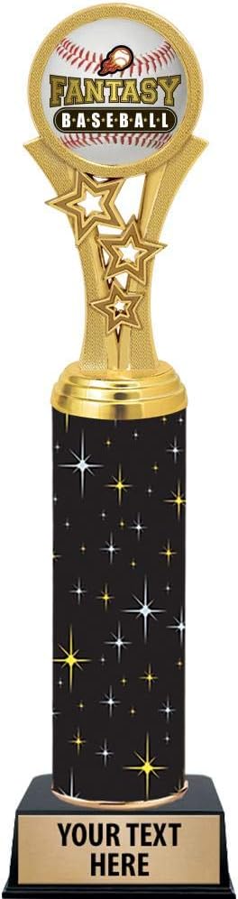 Crown Awards Fantasy Baseball Trophies, 11" Black Midnight Fantasy Baseball Trophy, Customize Now Prime