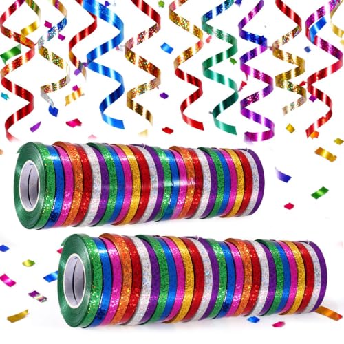 480 m de serpentins scintillants pour anniversaire, anniversaire, mariage, Nouvel An, décoration d'emballage cadeau, ruban de ballons et diverses occasions festives