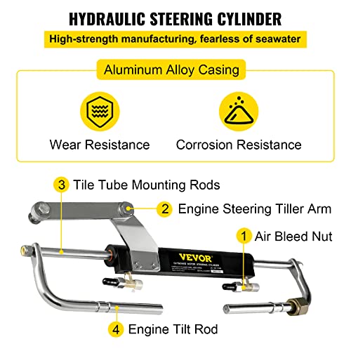 Image of VEVOR Hydraulic Outboard Steering Kit 90HP Marine Hydraulic Steering System