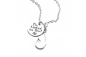 Double Hearts Sterling Silver Fishhook Pendant Necklace for Women