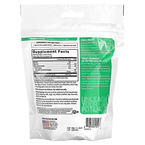 force factor noni fruit chews for immunity and skin health support noni juice supplement plant-based antioxidant superfood chews gluten-free amp vegan apple berry flavor 30 soft chews