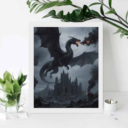 Peinture diamant 5D dragon noir en grand format avec outils complets - 7