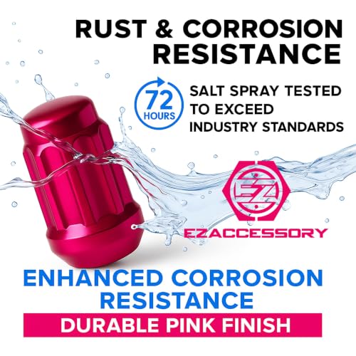 Image of 24 Pink Spline Drive Small Diameter Acorn 12x1.5 Pink Lug Nut Kit with Key