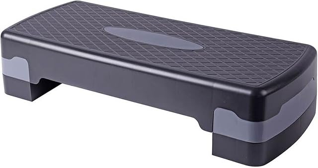 TJC Aerobic Exercise Step Platform Training Fitness Workout Step with 3 Levels - Black and Grey,