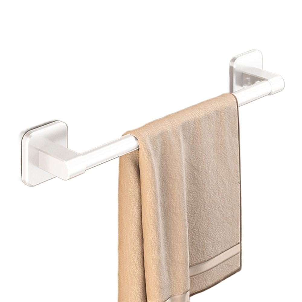Towel Rail Aluminum Alloy Towel Holder Durable No Drilling Self-adhesive Bathroom Shelves Organizer Household(White-40cm)