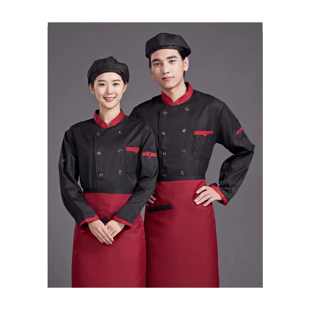 Tailored w/Piping Women's 3-Pocket Short Sleeve Chef Coat white (EGG PLANT/BLACK, M)