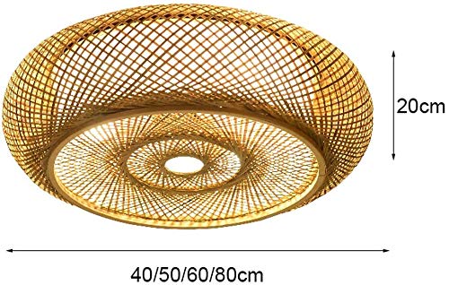Preisvergleich Produktbild Deckenhandgewebte Bambusrohr Kreisdeckenleuchte antike japanische Laterne Schlafzimmer Decke Wohnzimmer Decke (Größe: 50cm),50cm