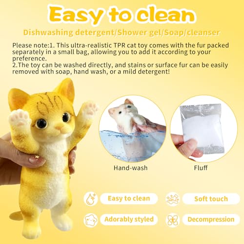 Image of Big Hand Painted Cat Squishy Toys,Large Cute Ultra Soft Kitty Squeeze Fidget Toys for Stress Relief ,Kawaii Squishies Sticky Animal Toys for Adults Kids,Decompression Sensory Balls Toys (JSH)