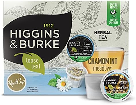 Higgins & Burke Chamomint Meadows, Loose Leaf, Herbal Tea, Keurig K-Cup Brewer Compatible Pods, 24 Count