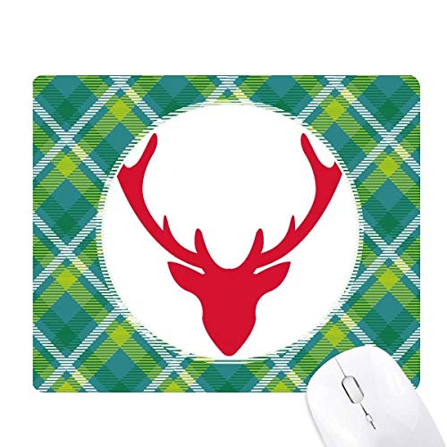 Tapis de souris festival de noël rouge elk et grille pixel verte pour ordinateur de bureau