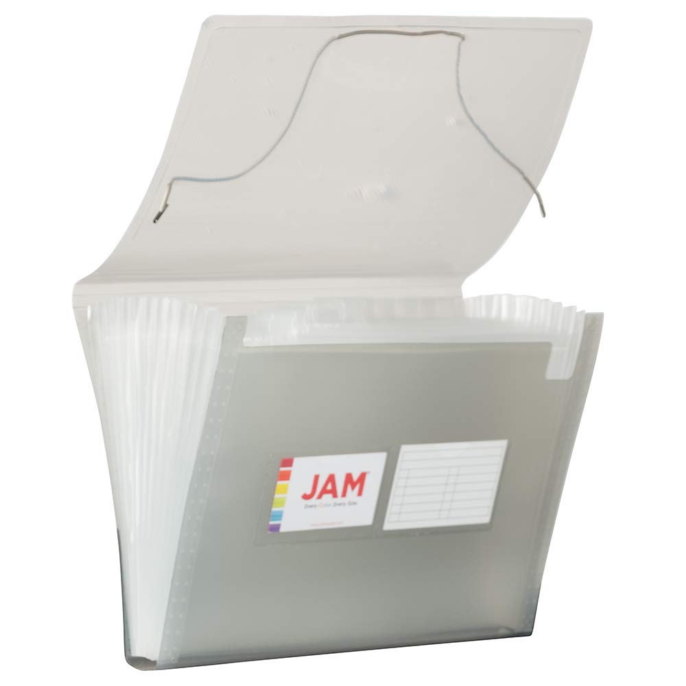 JAM PAPER Accordion Folders - 13 Pocket Plastic Expanding File - Letter Size - 9 x 13 - Smoke Grey - Sold Individually