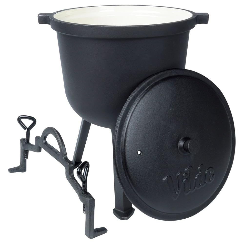 Vilde Gusseiserner Kessel auf Füßen mit Deckel - 8 Liter Hexenkessel Gusseisen Schwarz - Ideal für Garten, Camping, Grill - 25,5 cm Durchmesser - Robuster, Hitzebeständiger Cauldron für Fleisch/Gemüse