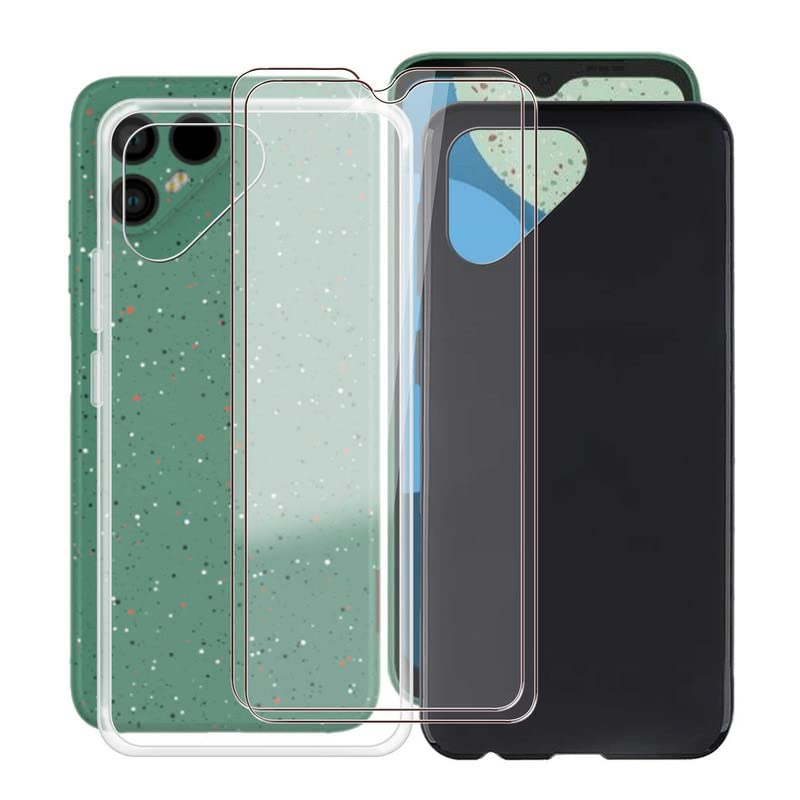 NUCNOK Cover per Fairphone 6 + [2 Pezzi] Pellicola Vetro Temperato,Silicone Custodia Scrub Molle di TPU Morbido AntiGraffio AntiCaduta Case(Blu