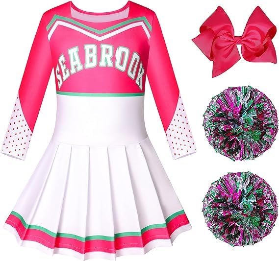 Gaifully Addison Cheerleader Outfit Girls Cheerleader Costume Kids Dress with Poms Poms for 3-12 Years