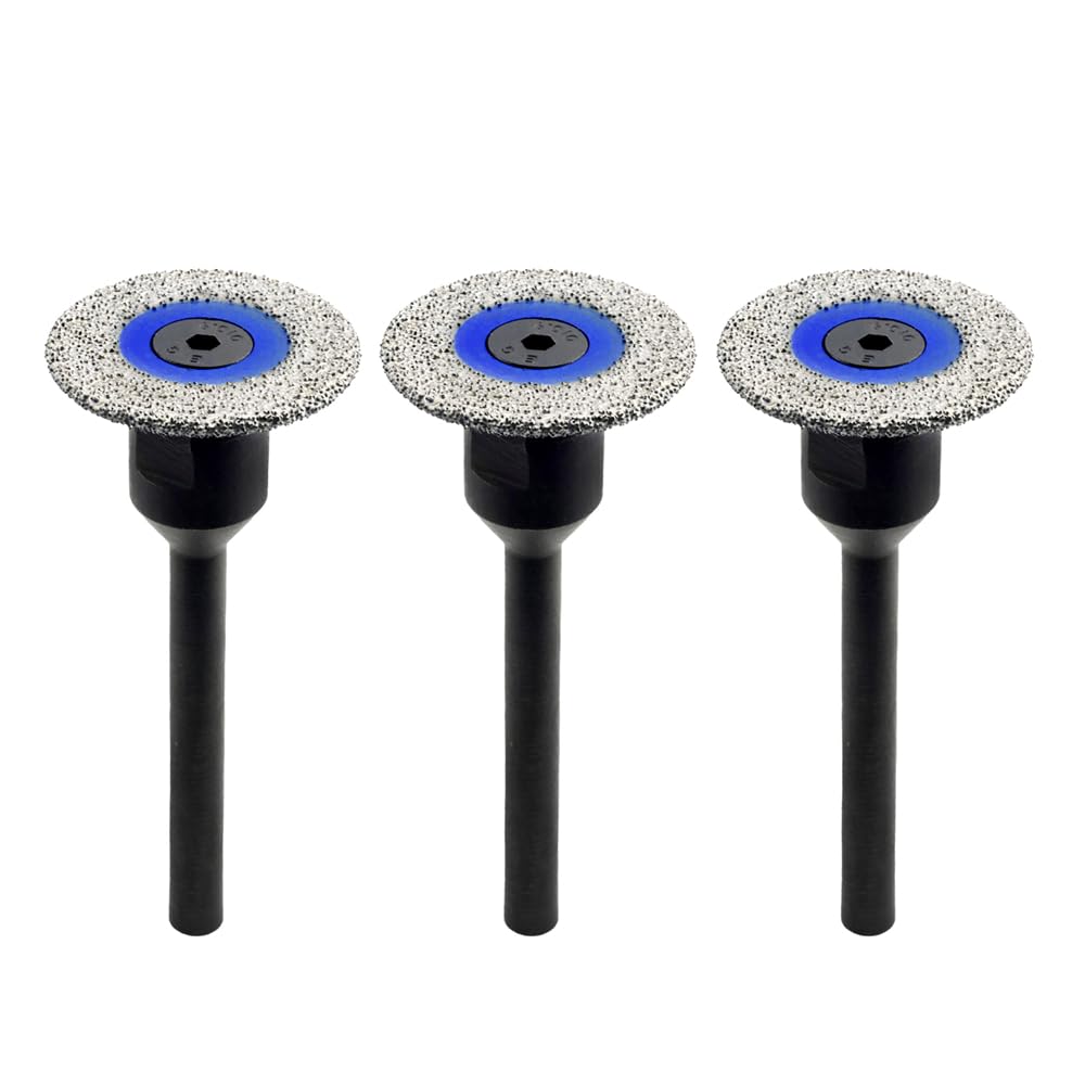 SHDIATOOL Stone Carving Disc with 3pcs 6mm Shank 30mm Diamond Saw Blades Cutting Grinding Disc for Marble Granite Artificial Stone 3pcs