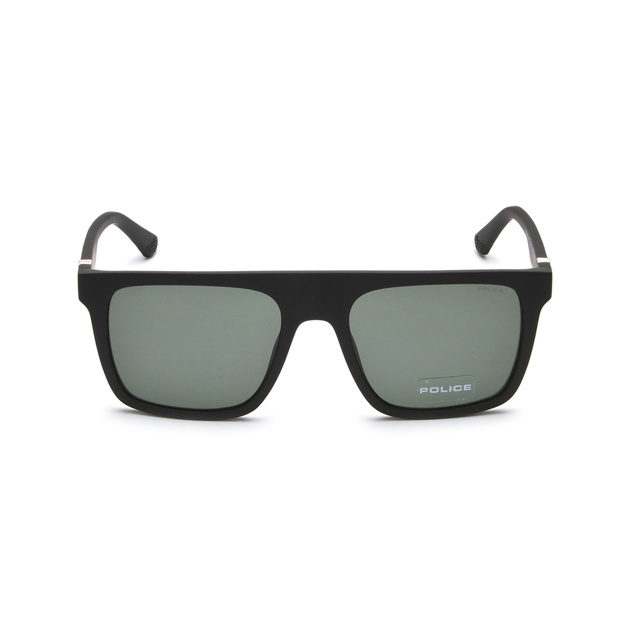 police Eyewear | Solid Green Lens Square Sunglass | Full Rim | Matt Black Frame With 100% U.V. Protection | Men Sunglasses | Small Size | Splf61K55U28Sg-picture-11