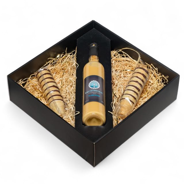 Kalisyndikat Geschenkbox Eierlikör Klare Synde 0,5 L - mit feiner Minze und Waffelröllchen - Ostergeschenk für Erwachsene