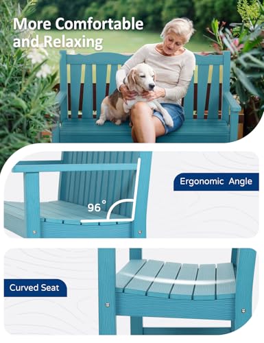 Image of Outdoor Bench Weatherproof, 2-Person Garden Benches for Outdoors, All Weather HIPS Patio Bench Holds up to 800lbs, Never Rot or Fade, Comfort Bench for Porch, Garden, Patio, Backyard and Park