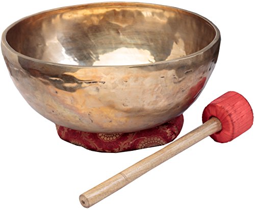 Aone India 16 Inches Healing Meditation Tibetan Singing Bowl, Hand Hammered Singing Bowls with Cushion & Mallet Striker + Cash Envelope (Pack of 10)