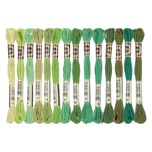 Image of PATIKIL 14 Skeins Embroidery Floss, Polyester Embroidery Threads Bracelets String for Cross-Stitch Hand Embroidery, Multicolored Dark Green