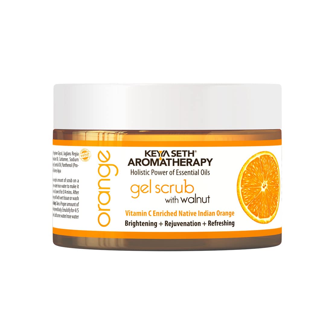 KEYA SETH AROMATHERAPY Orange Gel Scrub, Vitamin C Enriched, Walnut Shell, Natural Exfoliation, Removes Dead Cells, Brightening, Refreshing- 160gm