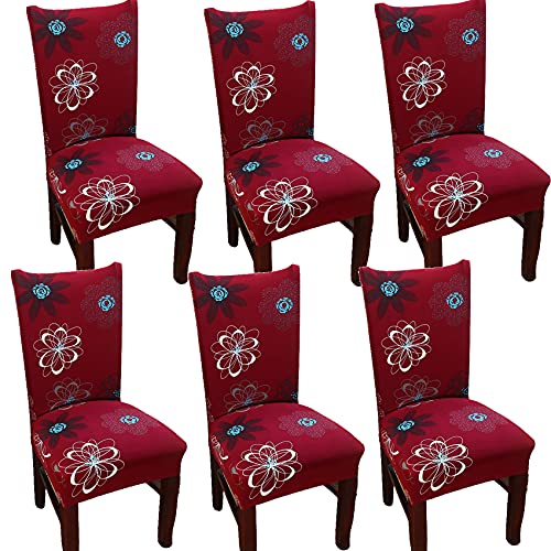 TEERFU Dining Room Chair Covers Slipcovers Set of 6, Stretch Removable Washable Dining Chair Protector Decoration Cover Seat Slipcover for Hotel,Ceremony,Banquet,Kitchen,Restaurant,Home